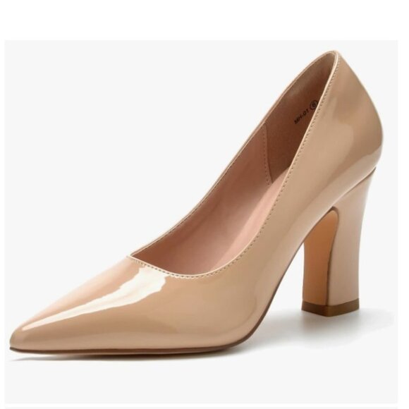 Chunky High Heels Closed Pointed Toe Pumps, Size 5.5 - Picture 2 of 9